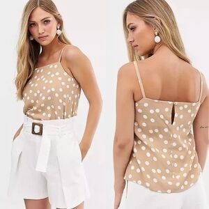 2/$25 Mango Polka Dot Beige Sleeveless Cami